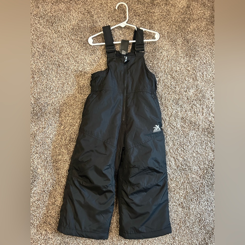 Kids Black Snow Overalls Bib Pants